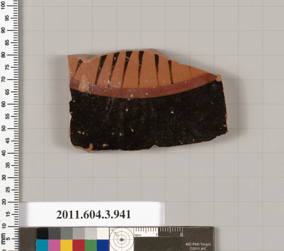 Terracotta fragment of a lekanis lid (covered dish) — Unknown