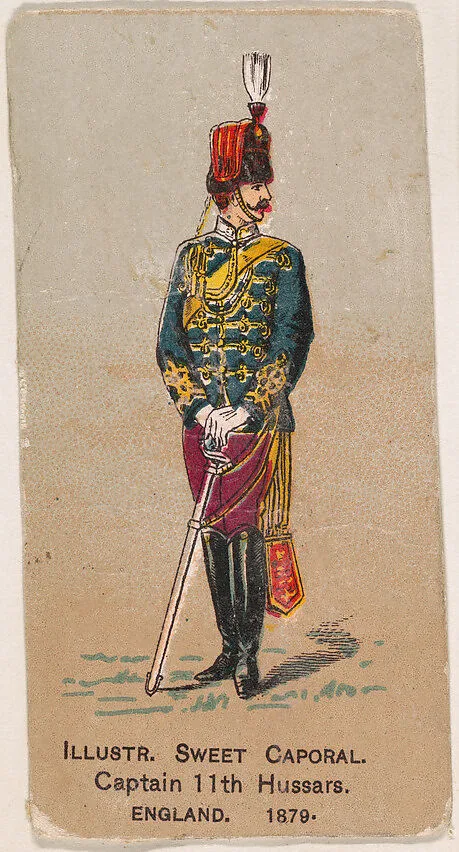 Captain, 11th Hussars, England, 1879, from the Military Series (N224) issued by Kinney Tobacco Company to promote Sweet Caporal Cigarettes — Kinney Brothers Tobacco Company