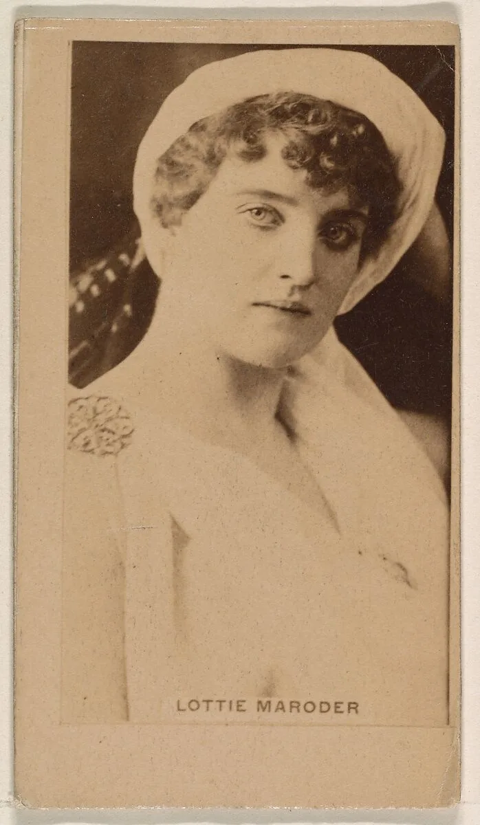 Lottie Maroder, from the Actresses series (N245) issued by Kinney Brothers to promote Sweet Caporal Cigarettes — Kinney Brothers Tobacco Company