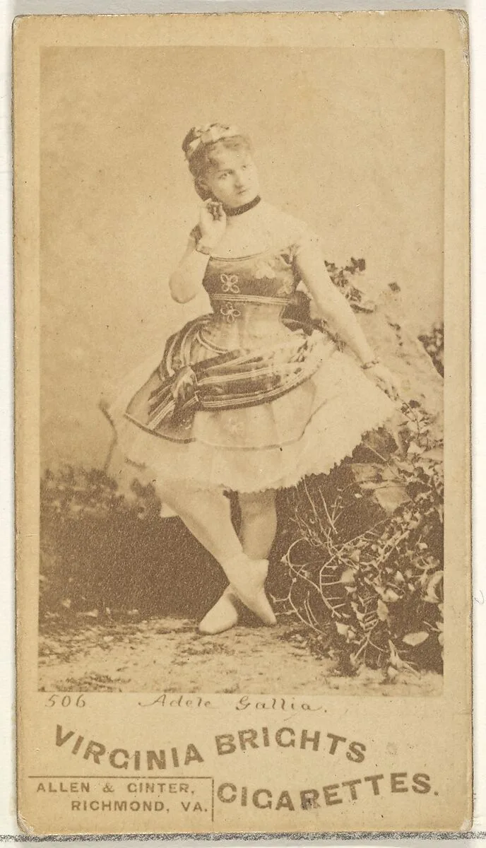 Card 506, Adele Gallia, from the Actors and Actresses series (N45, Type 1) for Virginia Brights Cigarettes — Allen & Ginter