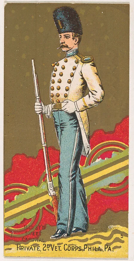 Private, 2nd Veteran Corps, Philadelphia, Pennsylvania, from the Military Series (N224) issued by Kinney Tobacco Company to promote Sweet Caporal Cigarettes — Kinney Brothers Tobacco Company
