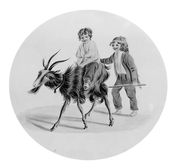 Two Italian Peasant Children and a Goat (from Hosack Album) — Unknown
