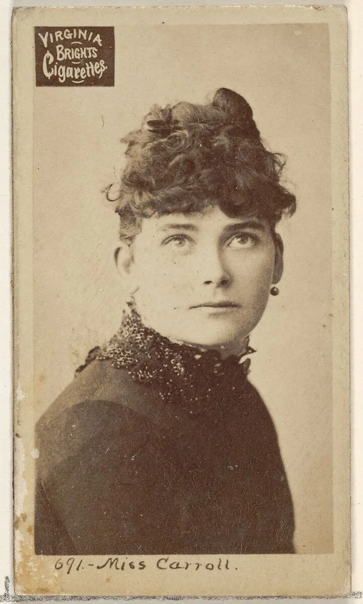 Card 691, Miss Carroll, from the Actors and Actresses series (N45, Type 2) for Virginia Brights Cigarettes — Allen & Ginter