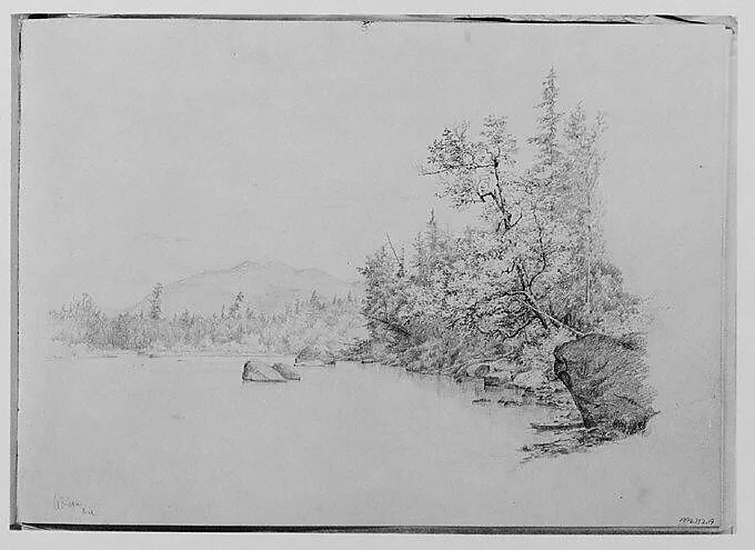 Adirondack Lake and Mountain View, 1864 (from Sketchbook) — Thomas Hewes Hinckley