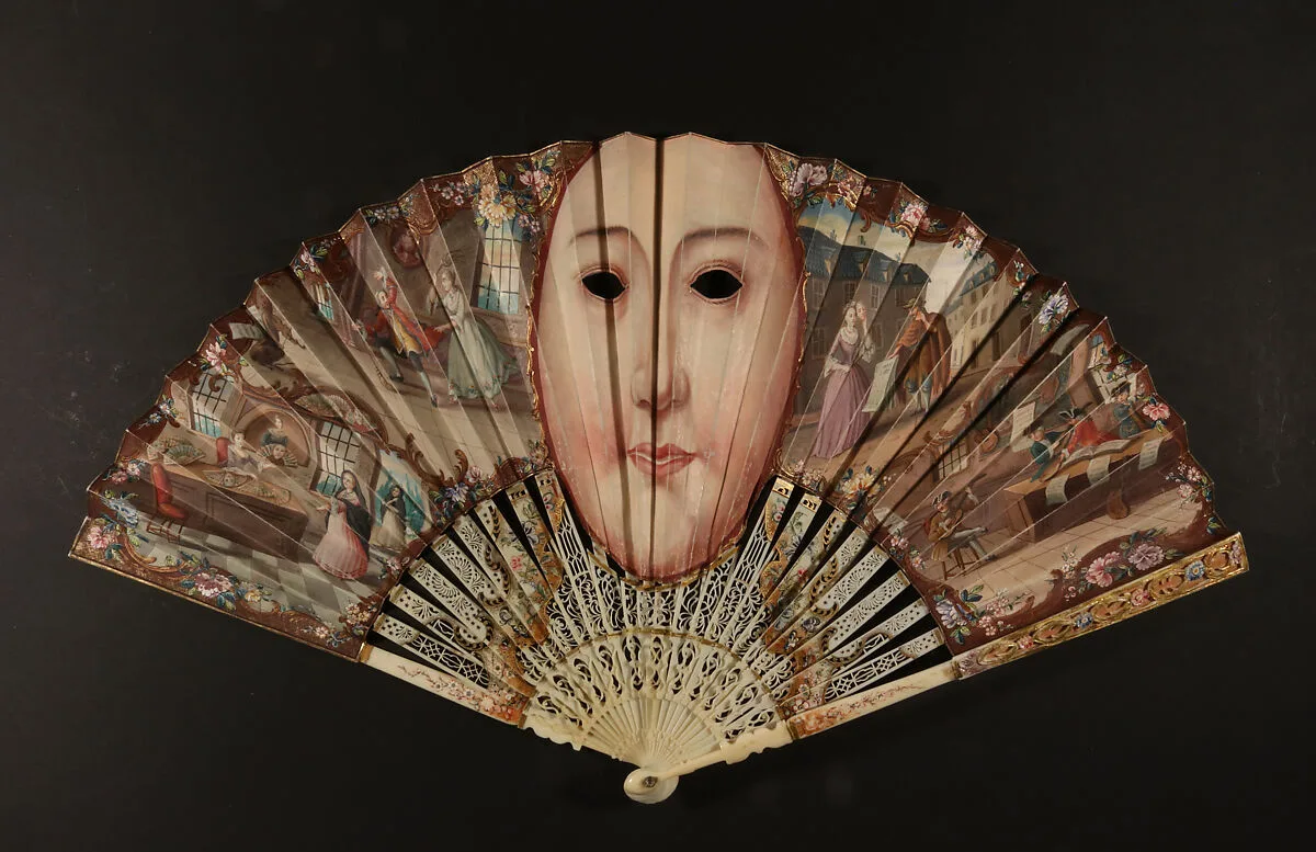 Folding Fan Depicting a Mask — Unknown