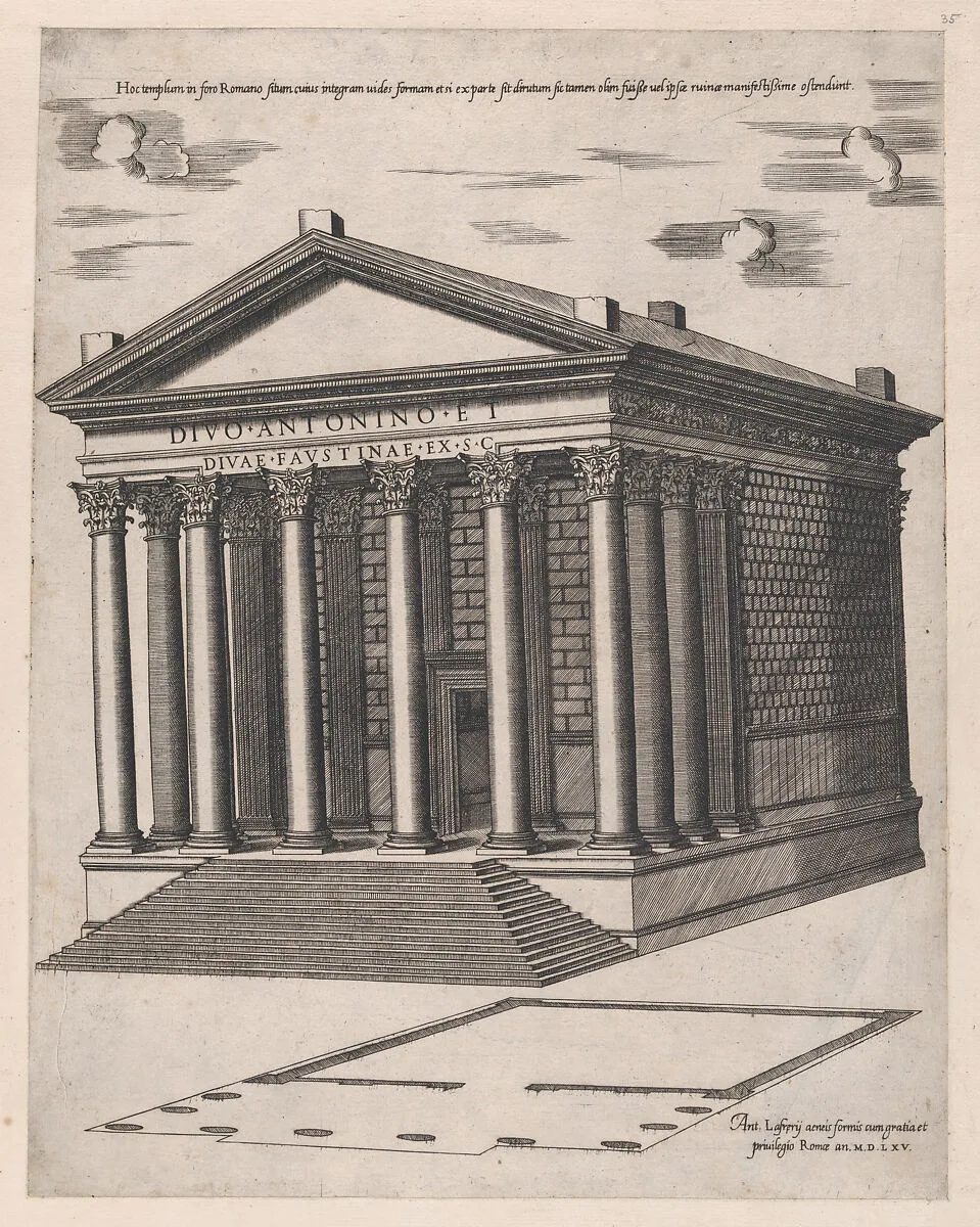 Speculum Romanae Magnificentiae: Temple of Antoninus and Faustina — Antonio Lafreri|Anonymous