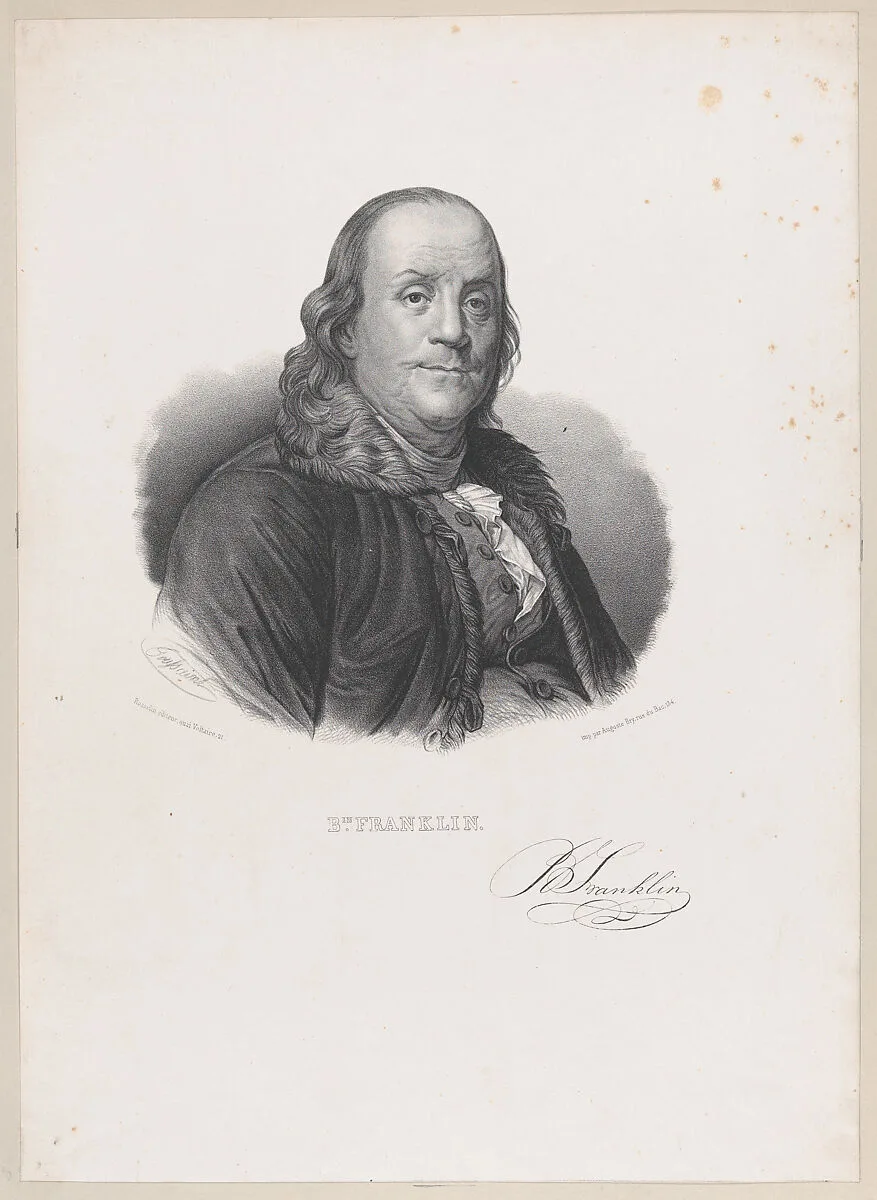 Portrait of Benjamin Franklin — Benjamin Franklin|Joseph Siffred Duplessis|Auguste Toussaint Lecler|Rosselin|Auguste Bry