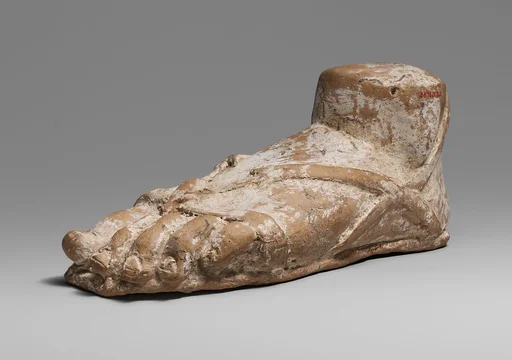 Terracotta left foot and ankle with sandal