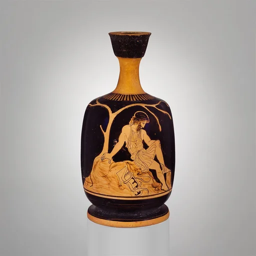 Terracotta squat lekythos (oil flask)