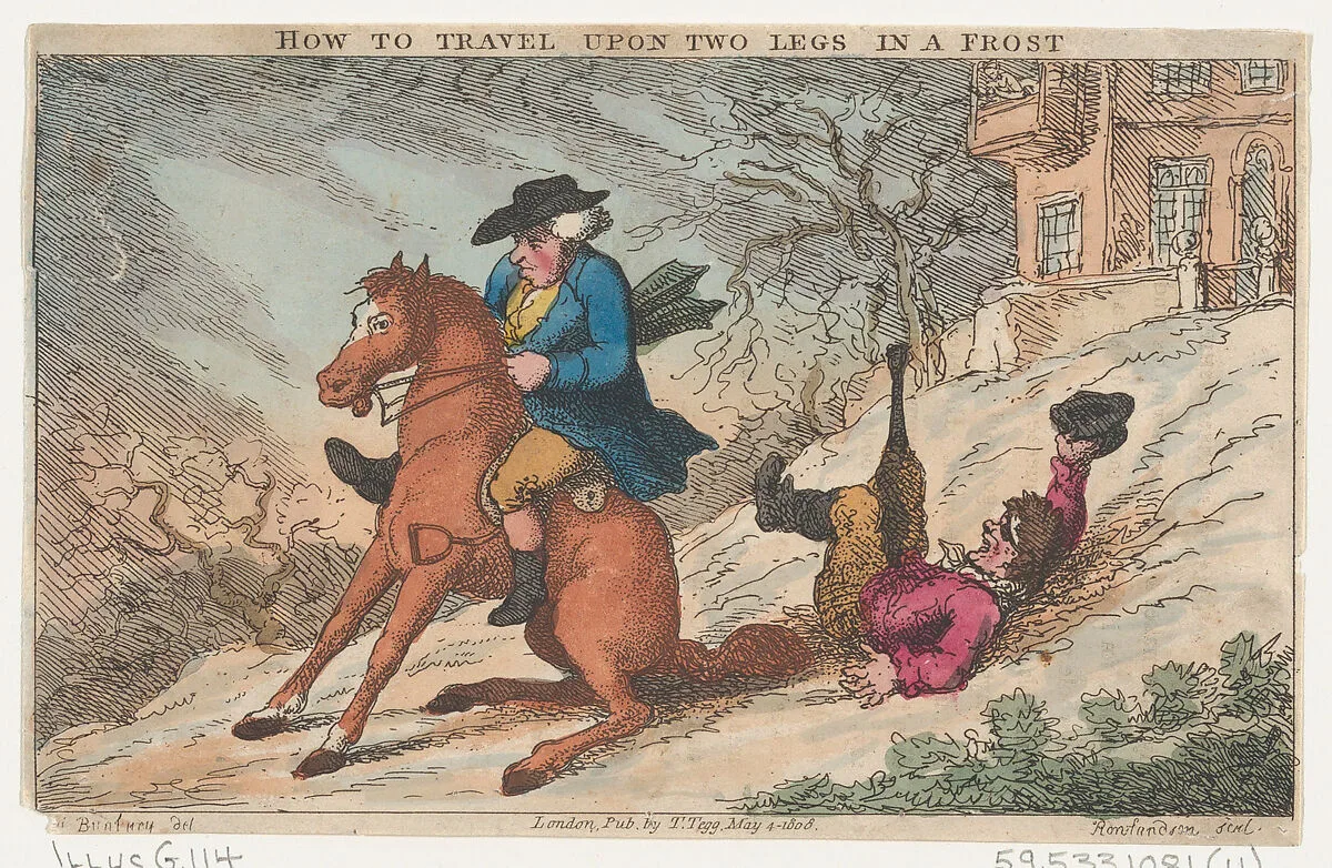 How to Travel Upon Two Legs in a Frost — Thomas Tegg|Thomas Rowlandson|Henry William Bunbury