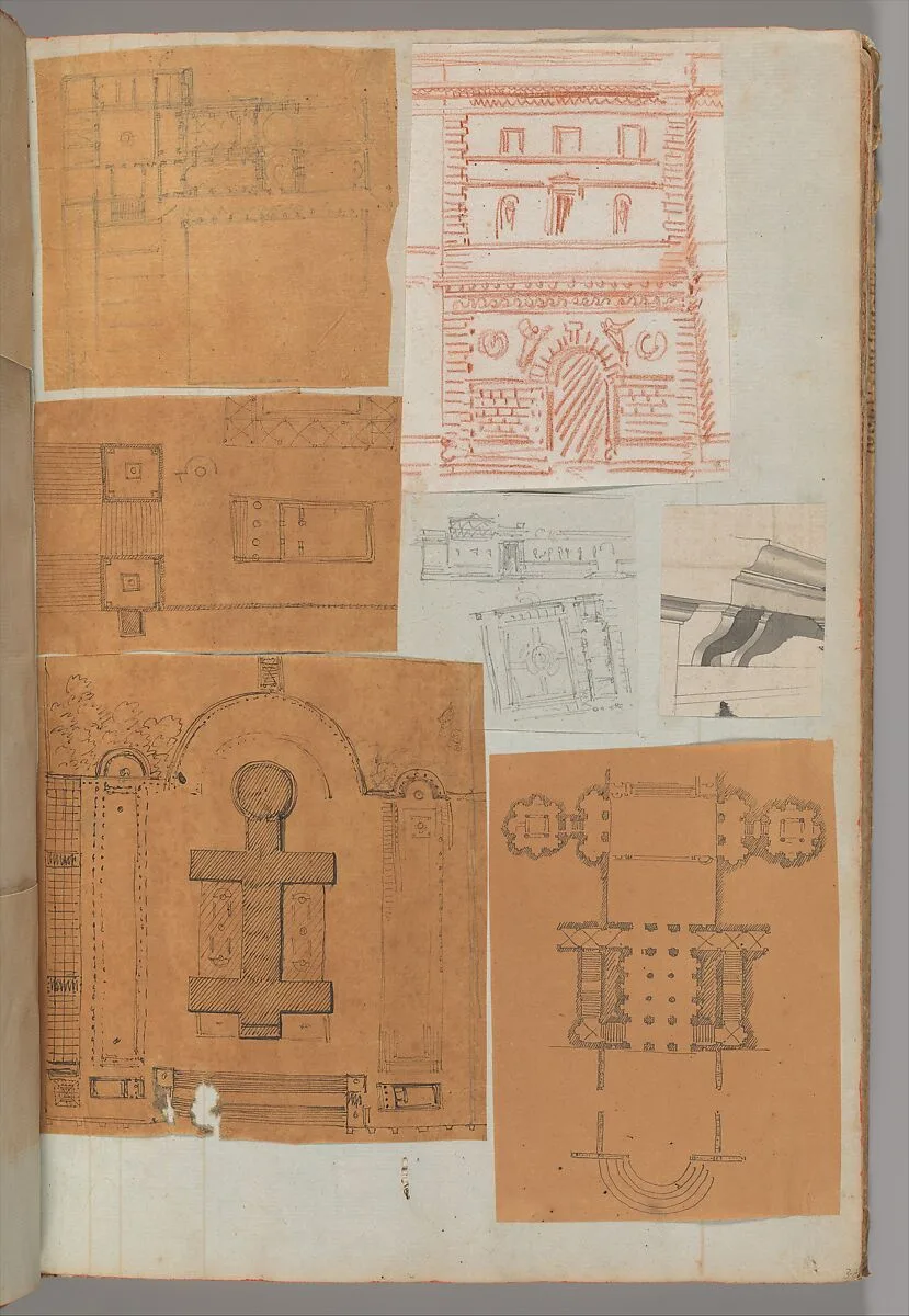 Page from a Scrapbook containing Drawings and Several Prints of Architecture, Interiors, Furniture and Other Objects — Charles Percier|Pierre François Léonard Fontaine