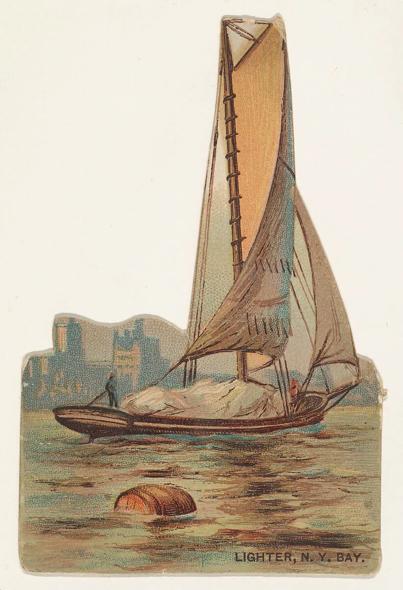 Lighter, New York Bay, from the Types of Vessels series (N139) issued by Duke Sons & Co. to promote Honest Long Cut Tobacco — Giles|Knapp & Company|W. Duke, Sons & Co.