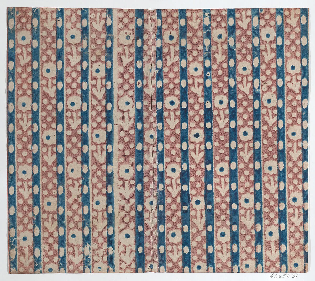 Sheet with stripe and floral pattern — Anonymous