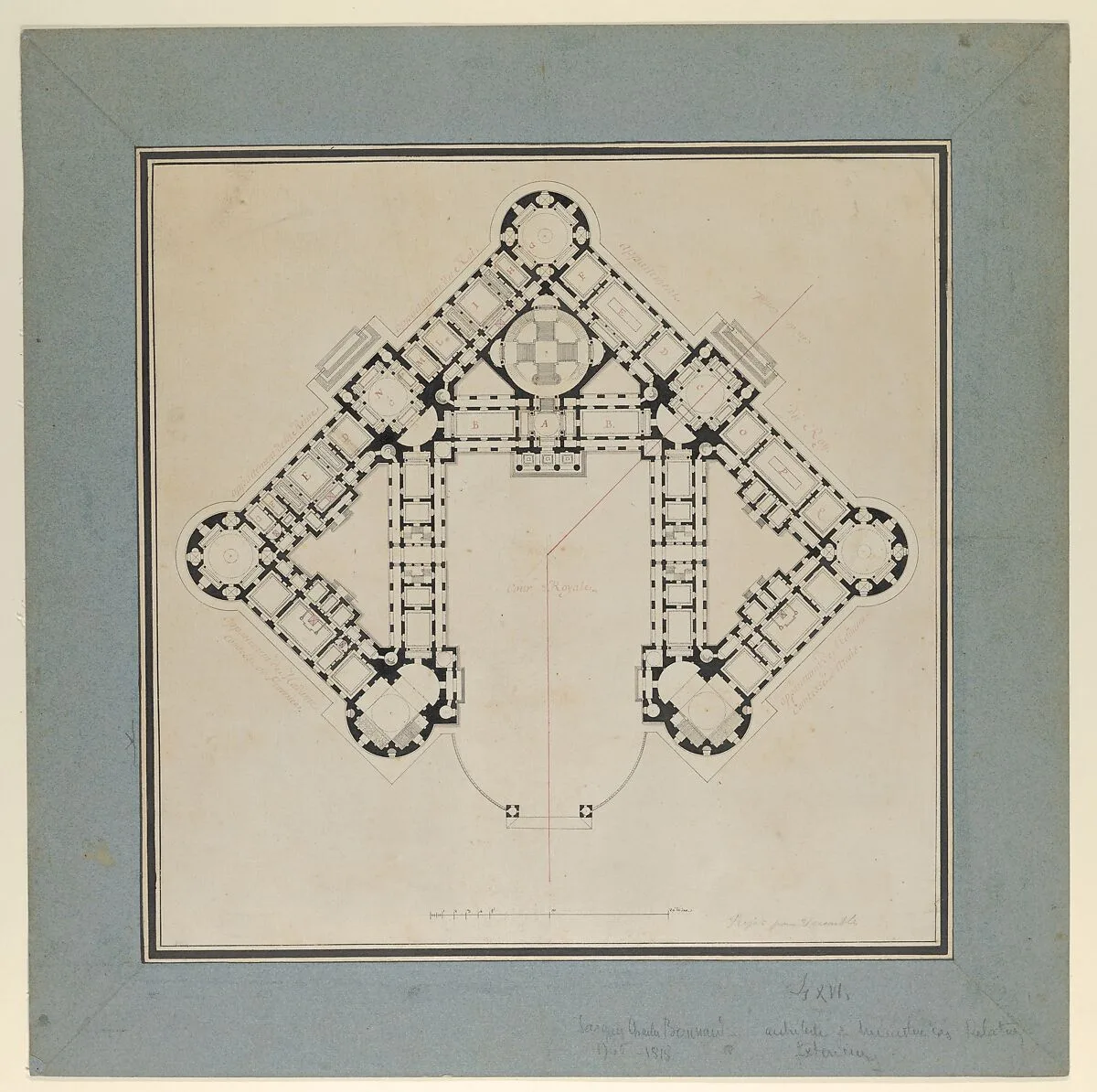 Floor Plan for the Renovations of the Château de Rambouillet — Jacques Charles Bonnard|Jean Augustin Renard