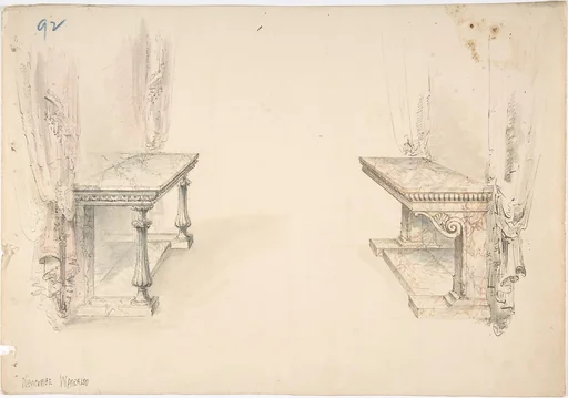 Designs for Two Marble Pier Tables with Draperies