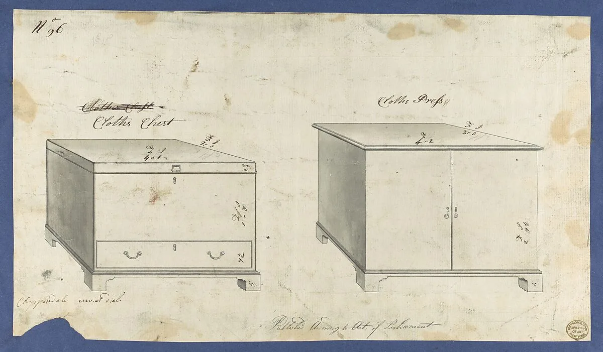 Clothes Chest and Clothes Press, from Chippendale Drawings, Vol. II — Thomas Chippendale