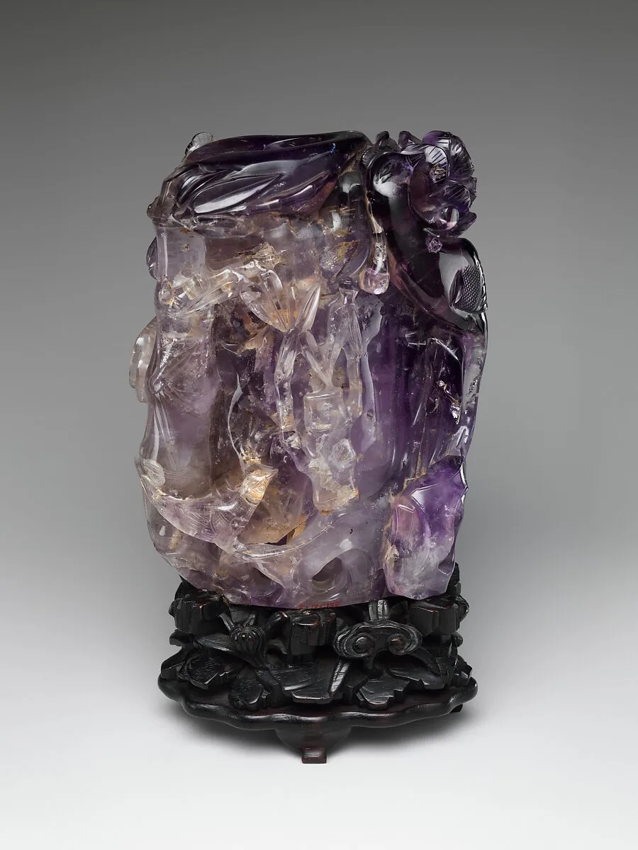 清 紫晶花鳥紋瓶|Vase with bird and flowers — Unknown