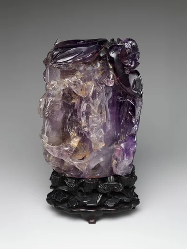 清 紫晶花鳥紋瓶|Vase with bird and flowers