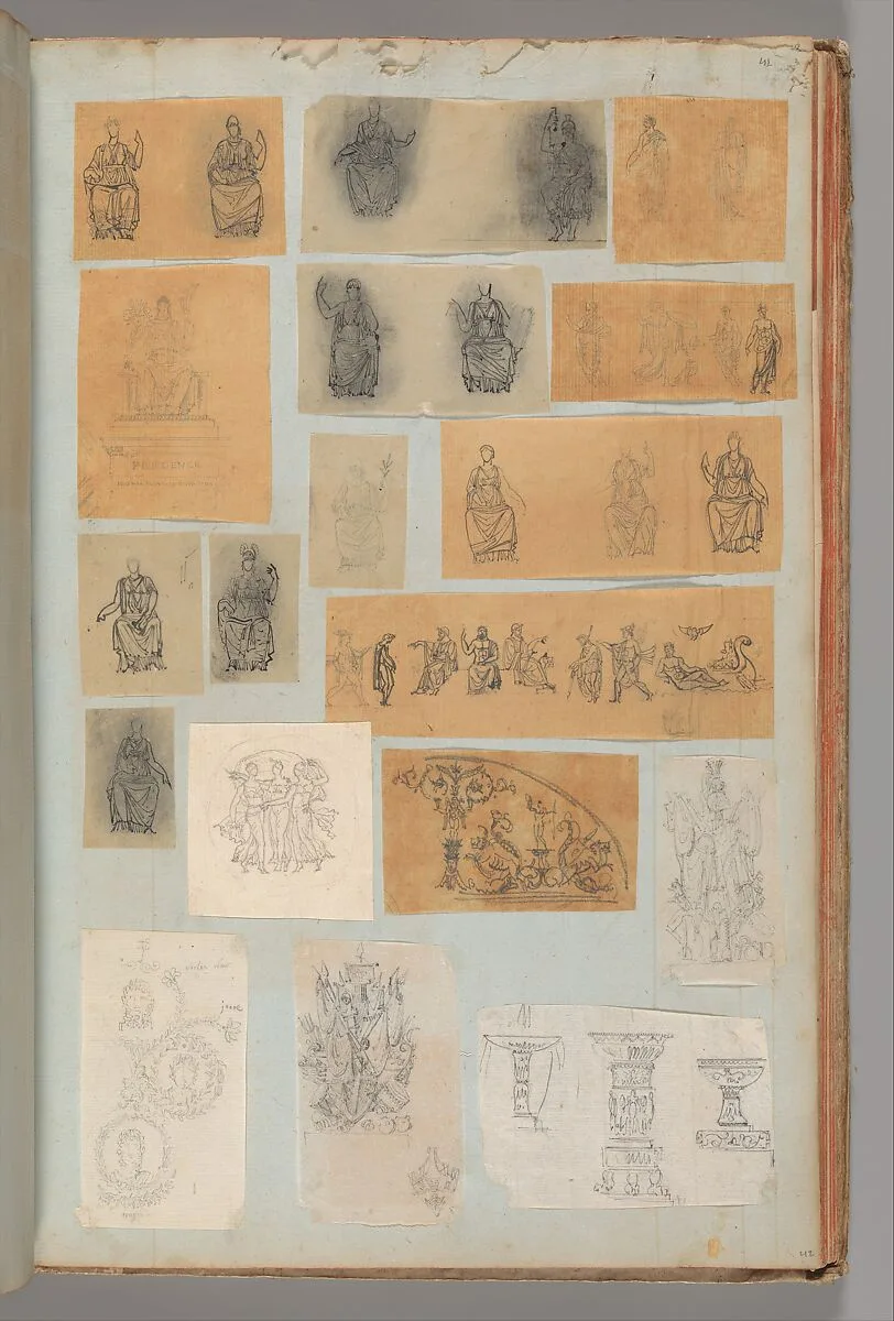 Page from a Scrapbook containing Drawings and Several Prints of Architecture, Interiors, Furniture and Other Objects — Pierre François Léonard Fontaine|Charles Percier