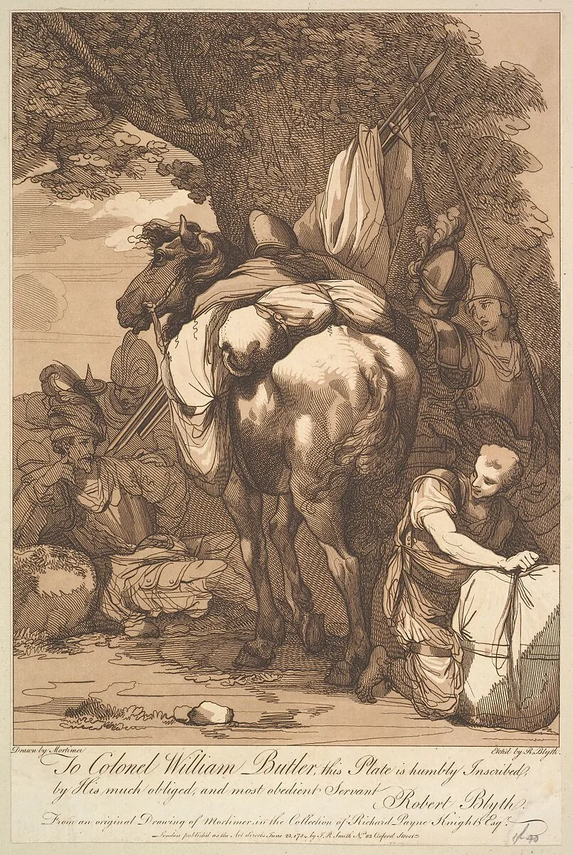 Packhorse with Soldiers — Robert Blyth|John Hamilton Mortimer|John Raphael Smith