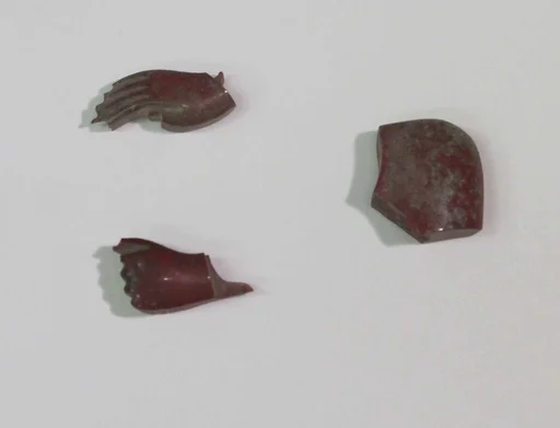 Inlay elements from shrine: hands and shoulder (?)