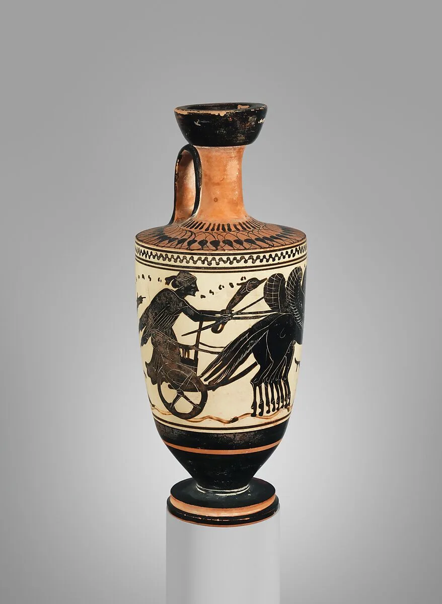 Terracotta lekythos (oil flask) — Sappho Painter