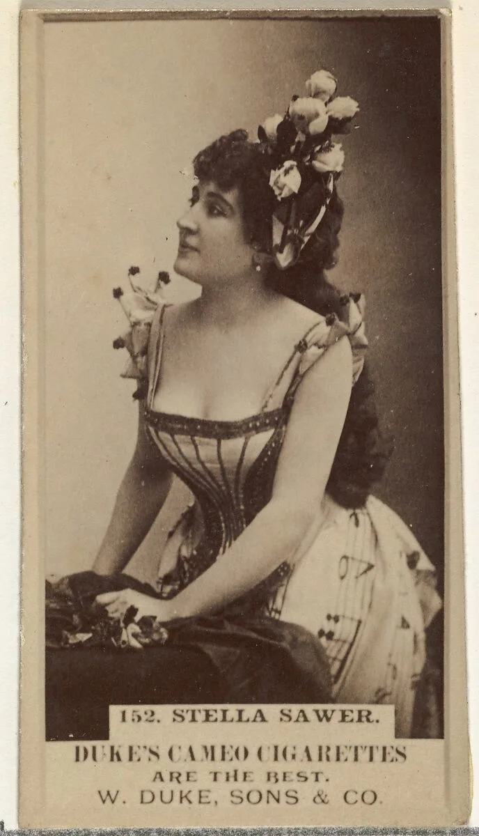 Card Number 152, Stella Sawer, from the Actors and Actresses series (N145-5) issued by Duke Sons & Co. to promote Cameo Cigarettes — W. Duke, Sons & Co.