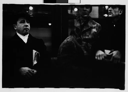 [Five 35mm Film Frames: Double Exposure of Subway Passengers, New York City]