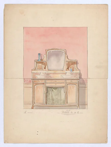 Design for a Wash Stand with a Mirror and Double Basin in the Art Nouveau Style — Edward Colonna|Georges de Feure