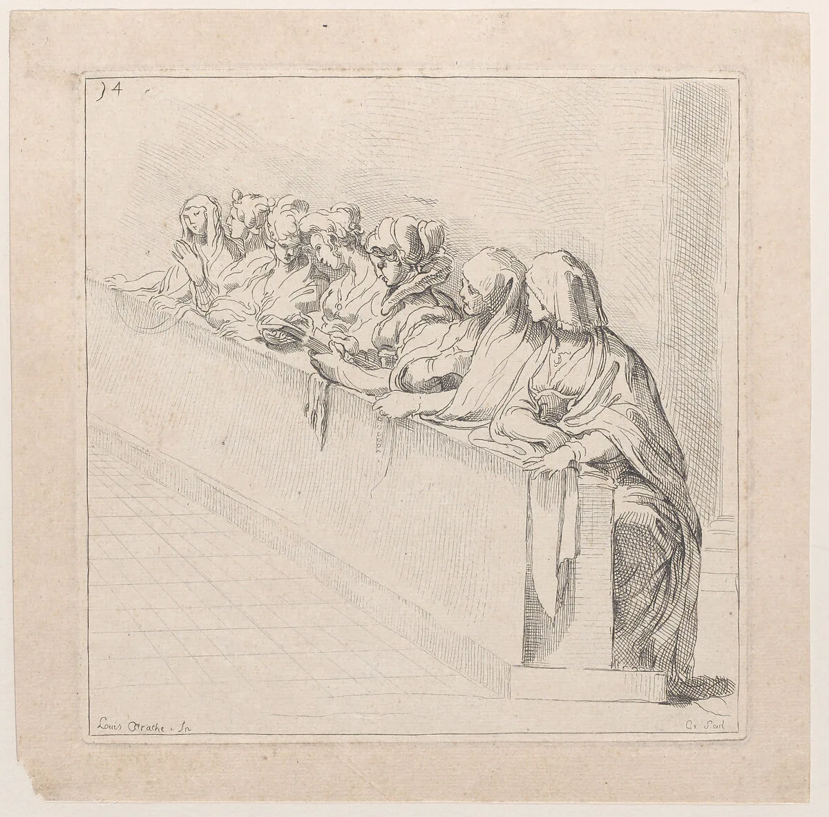 Seven Women Seated Behind a Low Wall — Ludovico Carracci|Anne Claude Philippe de Tubières, comte de Caylus