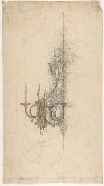 Design ofr a chandelier from the Workshop of Froment-Meurice, verso design for a chandelier — Jacques-Charles-François-Marie Froment-Meurice