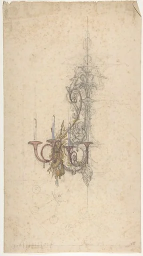 Design ofr a chandelier from the Workshop of Froment-Meurice, verso design for a chandelier