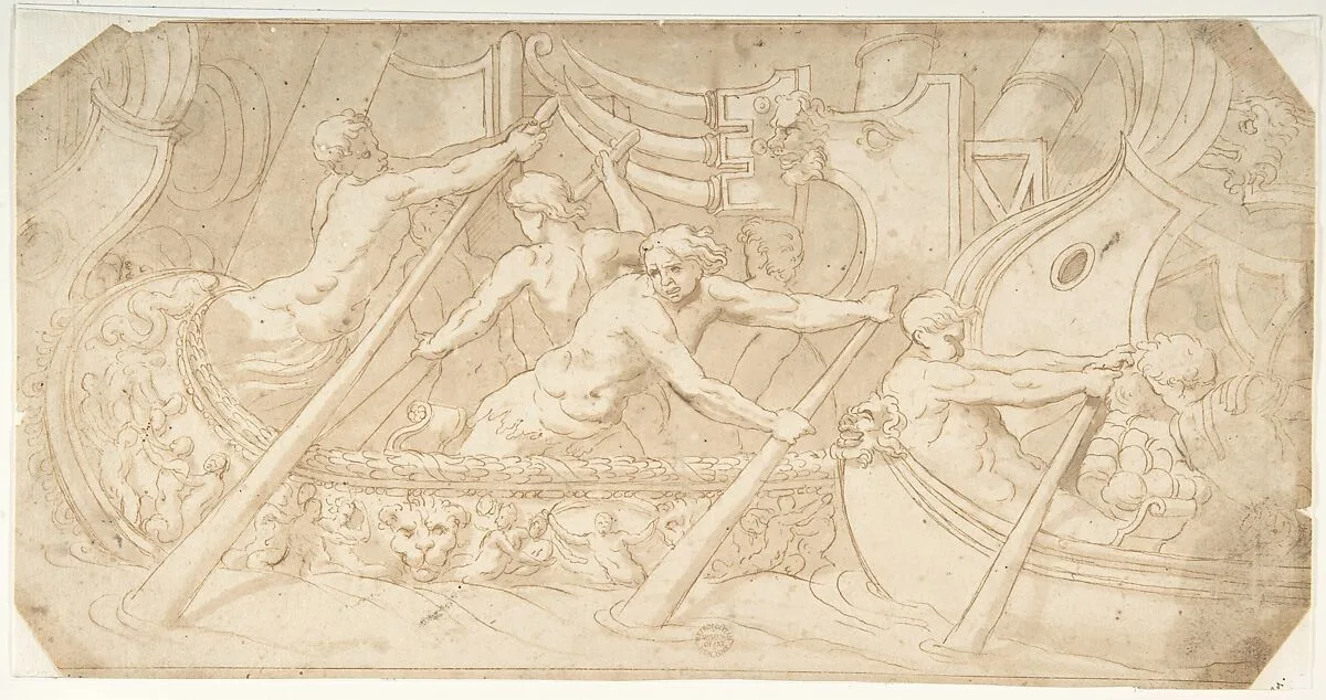 Roman Galley — Polidoro da Caravaggio|Anonymous, Italian, 16th century