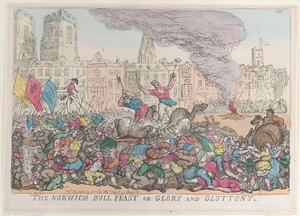 The Norwich Bull Feast or Glory and Gluttony — Thomas Tegg|Thomas Rowlandson