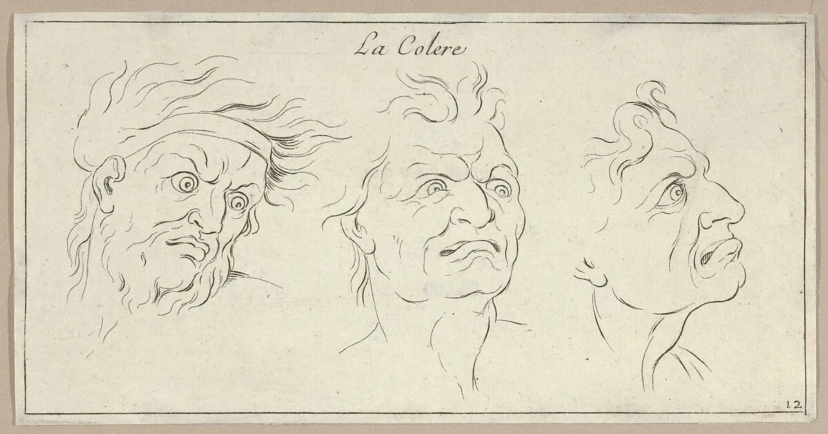 Le Colère (from Caractères des passions, gravés sur les desseins de l'illustre Monsieur le Brun) — Sébastien Le Clerc, le Jeune|Charles Le Brun