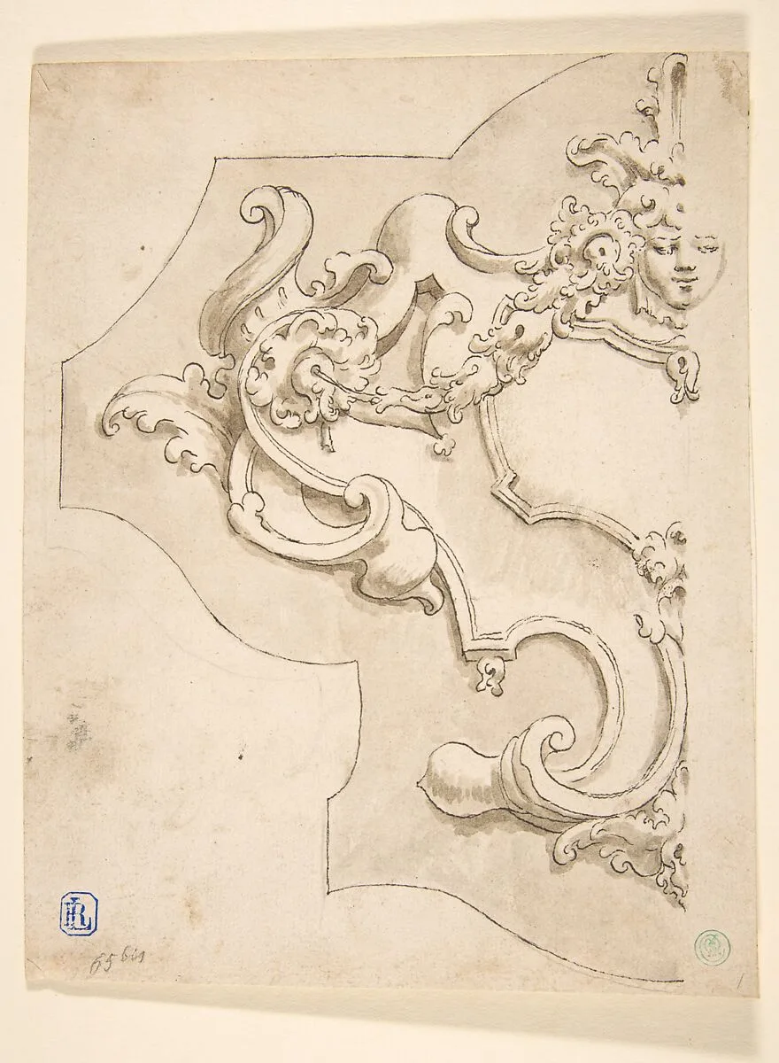 Design for Half Cartouche with Mask — Fortunato Tesi