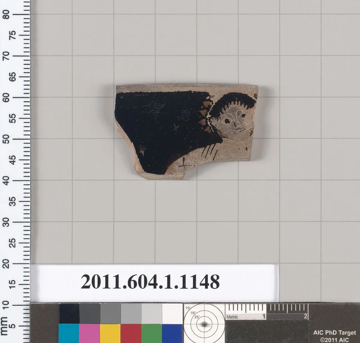 Terracotta rim fragment of a kylix (drinking cup) — Ambrosios Painter