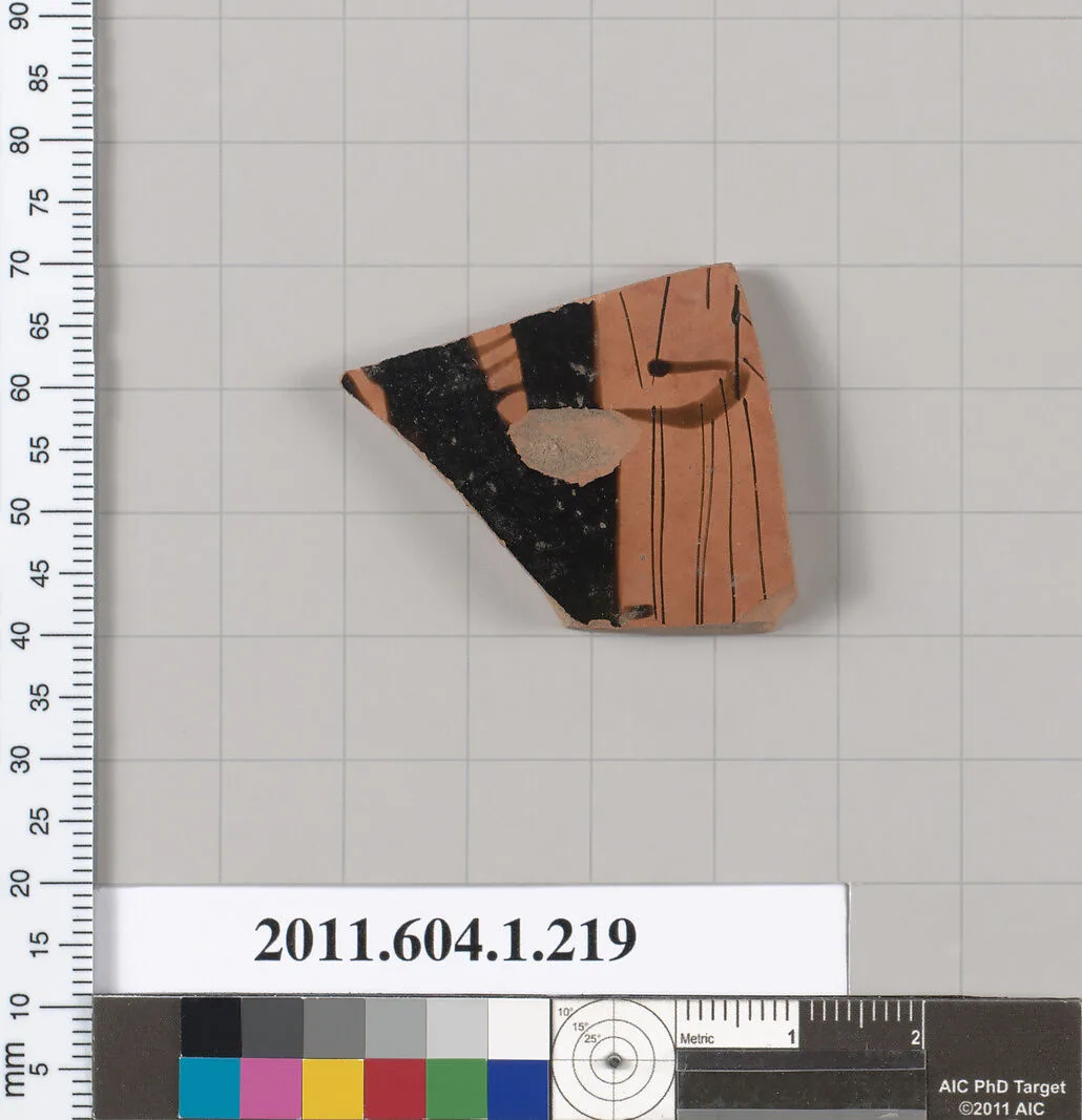 Terracotta fragment of a kylix (drinking cup) — Painter of Brussels R 330