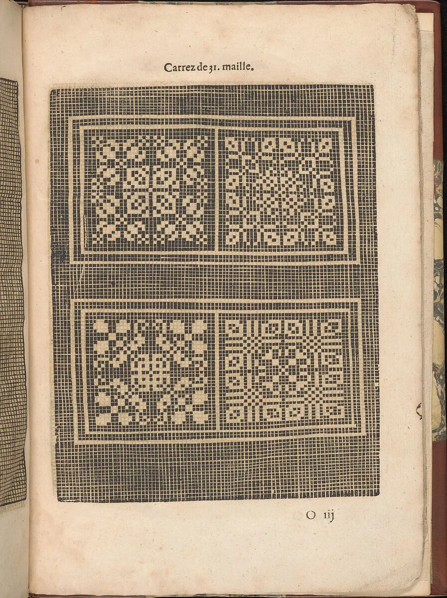 Les Secondes Oeuvres, et Subtiles Inventions De Lingerie du Seigneur Federic de Vinciolo Venitien, page 55 (recto) — Federico de Vinciolo|Jean Le Clerc|Catherine de Bourbon