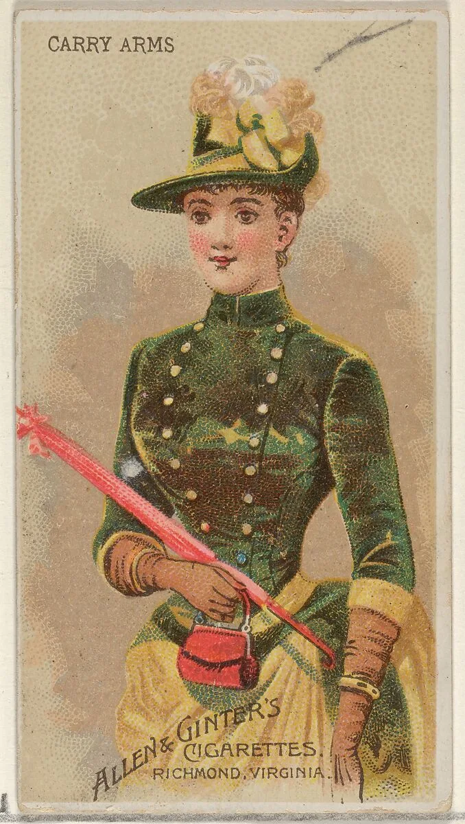 Carry Arms, from the Parasol Drills series (N18) for Allen & Ginter Cigarettes Brands — Schumacher & Ettlinger|Allen & Ginter