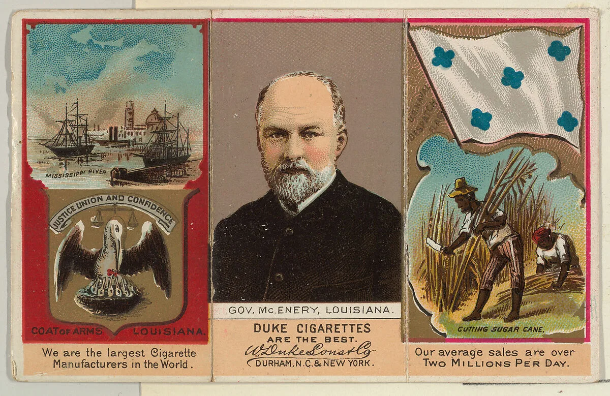 Governor McEnery, Louisiana, from "Governors, Arms, Etc." series (N133-2), issued by Duke Sons & Co. — W. Duke, Sons & Co.