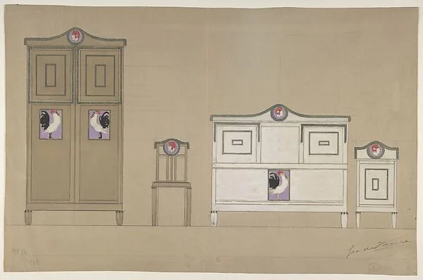 Furniture Designs: Wardrobe, Chair, Bureau and Washstand — Georges de Feure