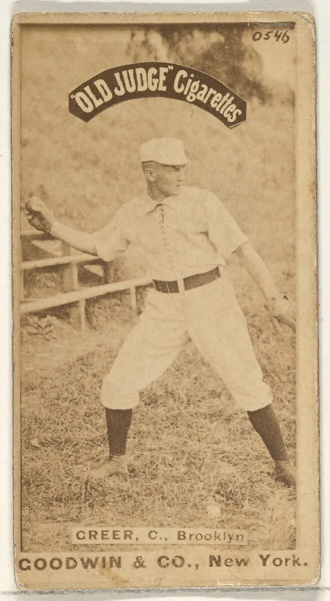 Greer, Catcher, Brooklyn, from the Old Judge series (N172) for Old Judge Cigarettes — Goodwin & Company