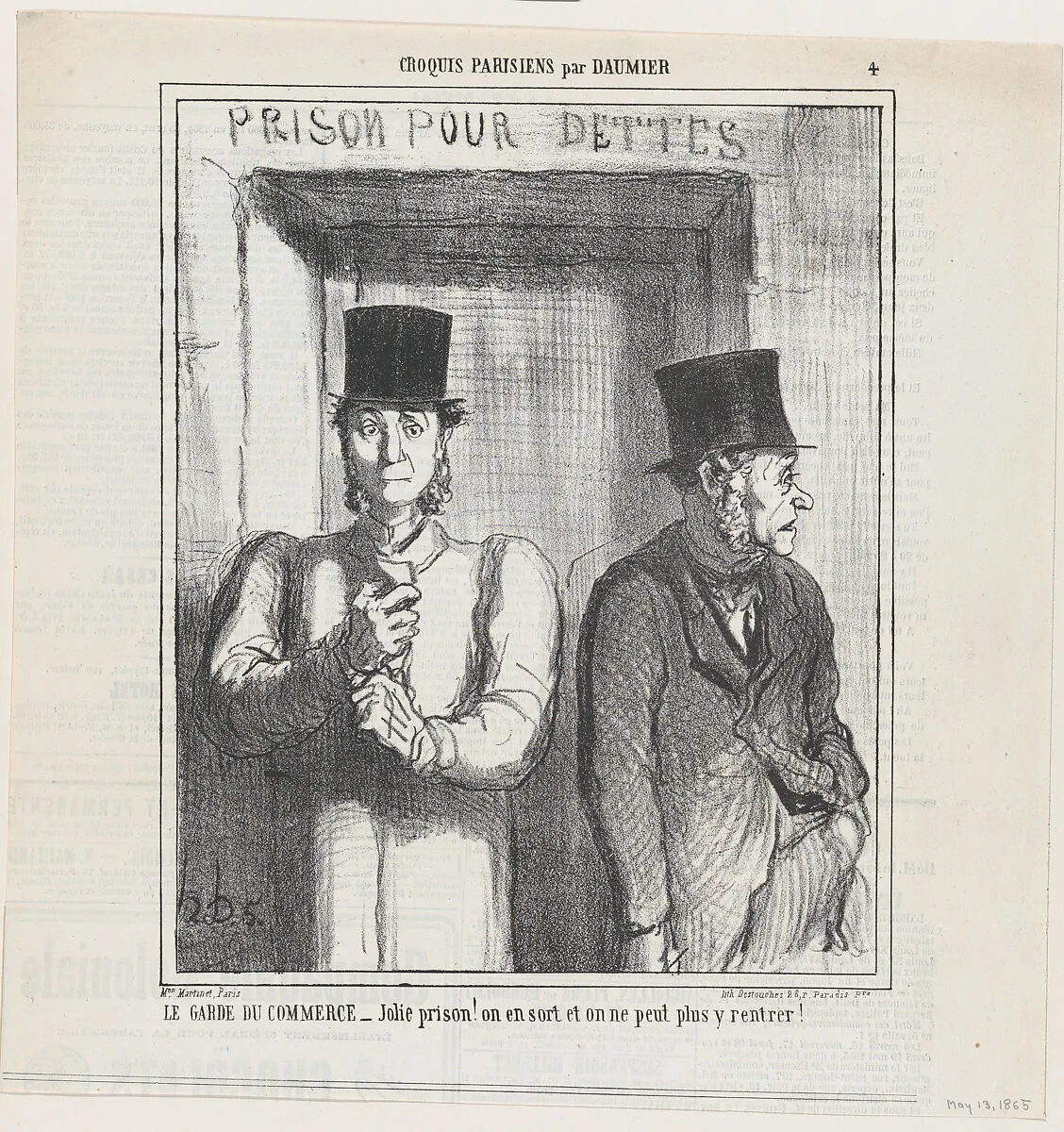 Bailiff at the commercial court, from 'Parisian Sketches,' published in Le Charivari, May 13, 1865 — Honoré Daumier|Aaron Martinet|Destouches