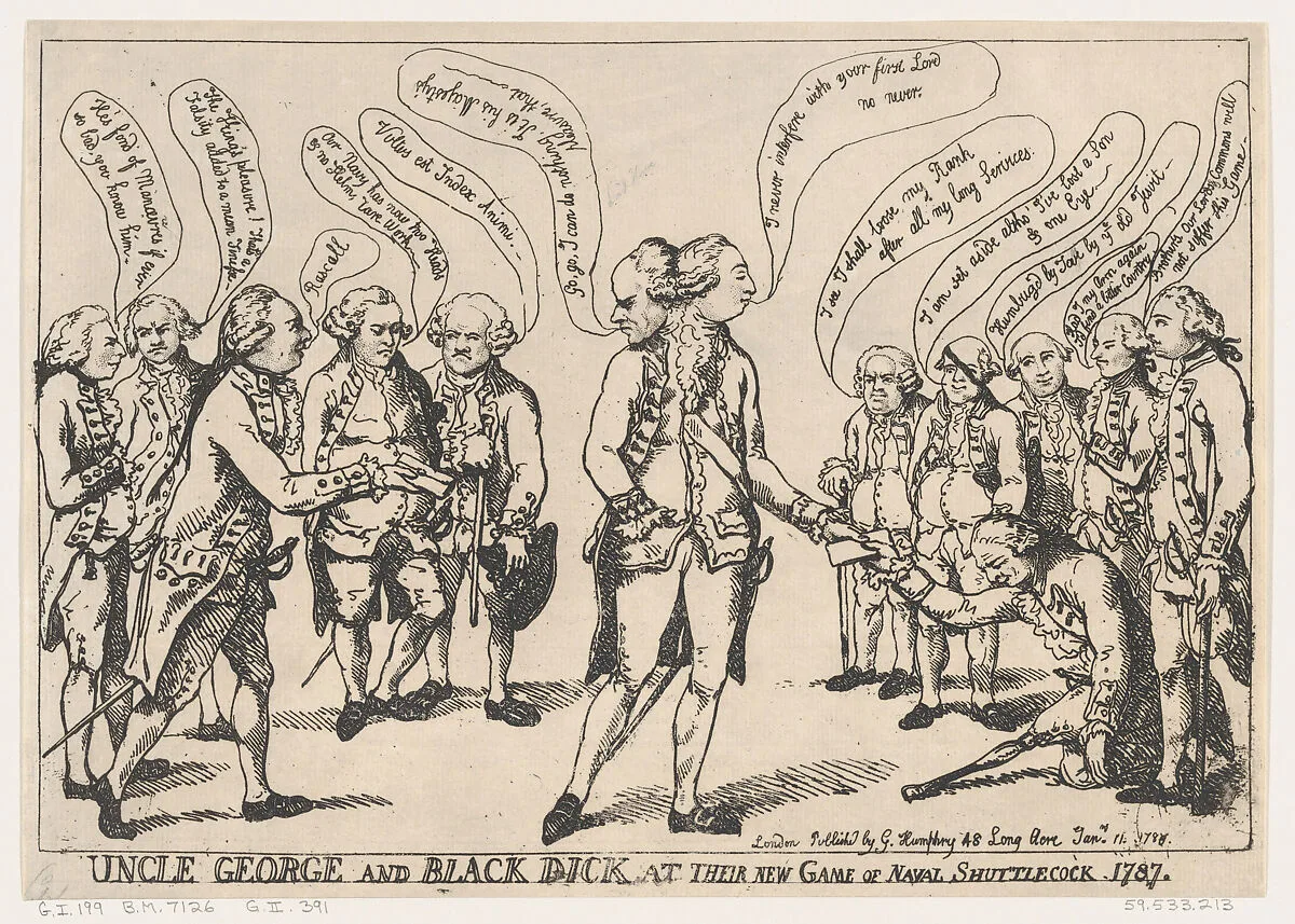 Uncle George and Black Dick at their New Game of Naval Shuttlecock — George Humphrey|Thomas Rowlandson|George III, King of Great Britain and Ireland