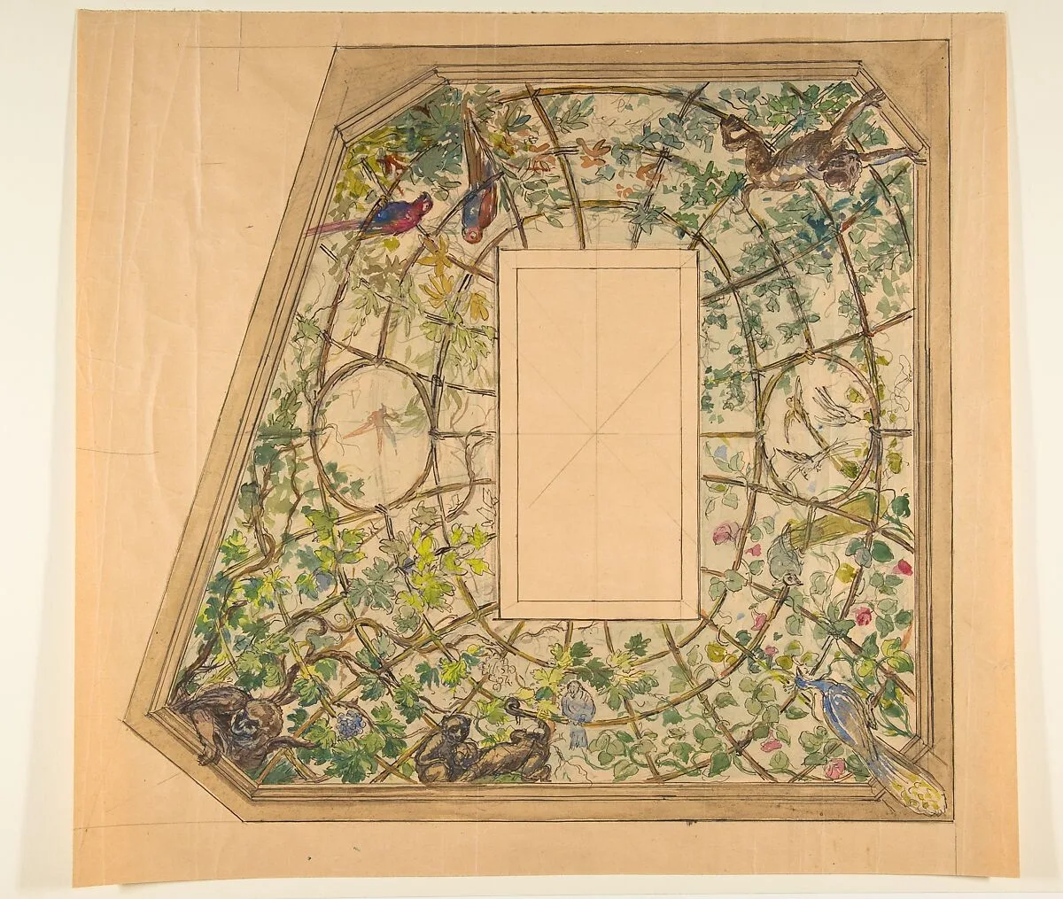 Design for a ceiling decoration — Anonymous, French, 19th century