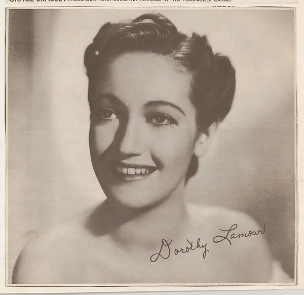 Dorothy Lamour, bakery card from the Film Celebrities series (D31), issued by the Ward Baking Company — Ward Baking Company