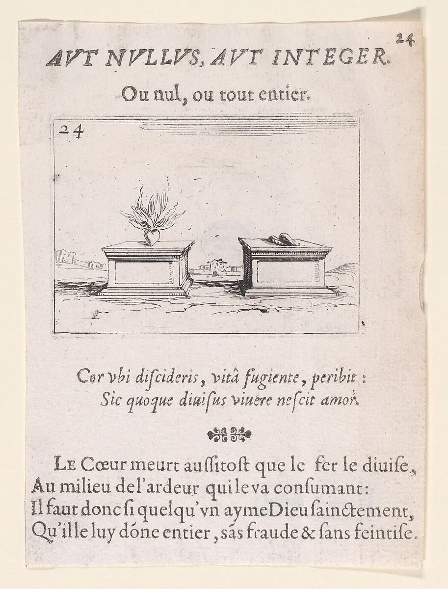 Les Deux Coeurs (The Two Hearts), from Lux Claustri ou La Lumière du Cloitre (The Light of the Cloisters), plate 24 — Jacques Callot|François Langlois