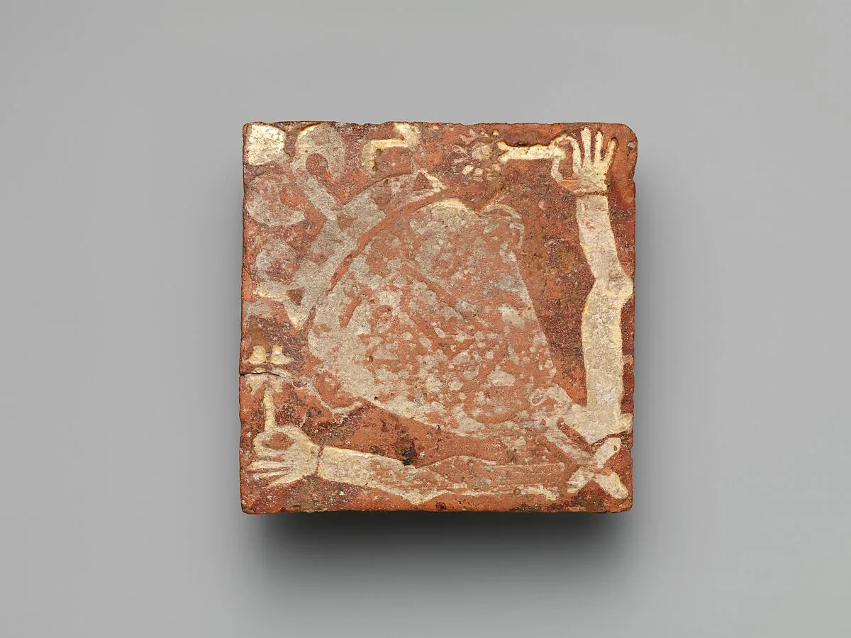 Tile with a King Holding Flowers — Unknown