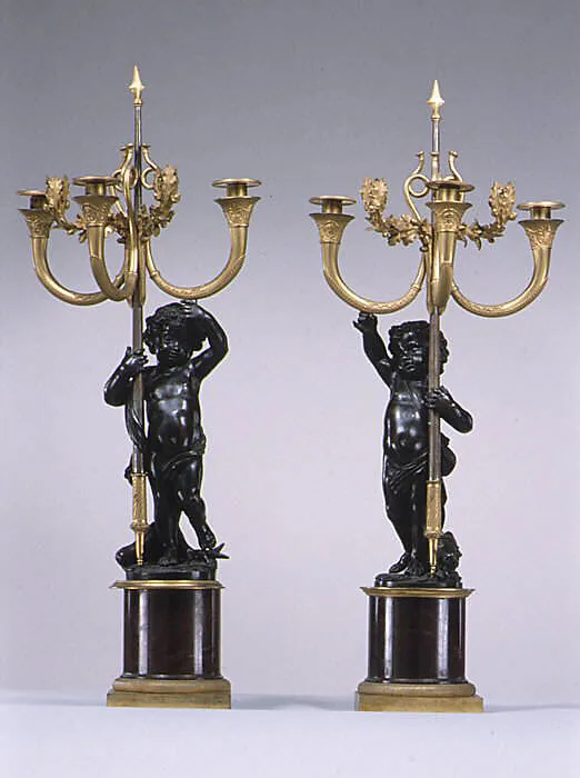 Pedestals with five-light candelabra — Unknown